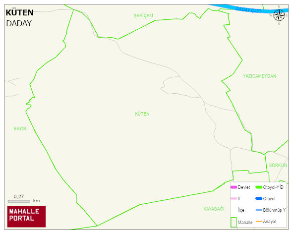 KÜTEN Köyü Haritası | Dağlar, Ovalar ve Akarsu Bilgileri