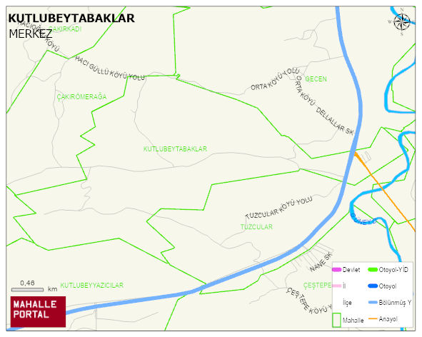 KUTLUBEYTABAKLAR Köyü Haritası | Yükselti ve Doğa Özellikleri