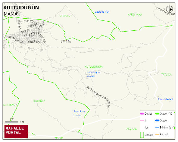 KUTLUDÜĞÜN Mahallesi Haritası | Mahalle ve Köy Sınırı