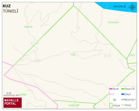 KUZ Köyü Haritası | Mahalle ve Köy Sınırı