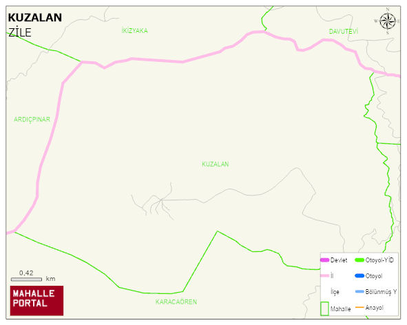 KUZALAN Köyü Haritası | Detaylı Köy ve Mahalle Görünümü