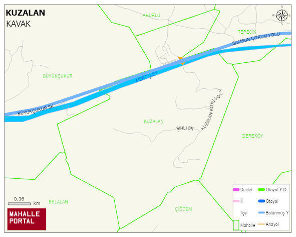 KUZALAN Mahallesi Haritası | Mahalle ve Köy Sınırı