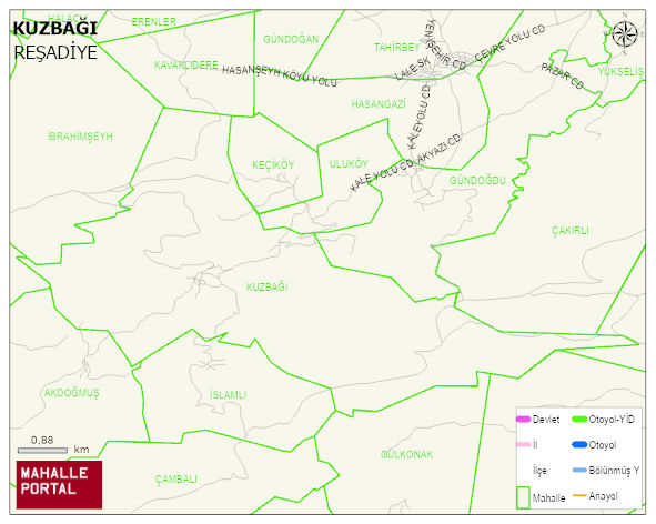 KUZBAĞI Köyü Haritası | Sayısal Bölge Görünümü