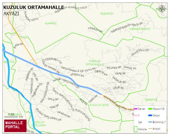 KUZULUK ORTAMAHALLE Mahallesi Haritası | Mahalle Sokak Haritası