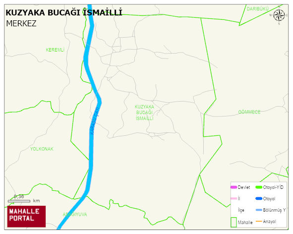 KUZYAKA BUCAĞI İSMAİLLİ Köyü Haritası | Coğrafi Yapı ve Detaylı Haritası