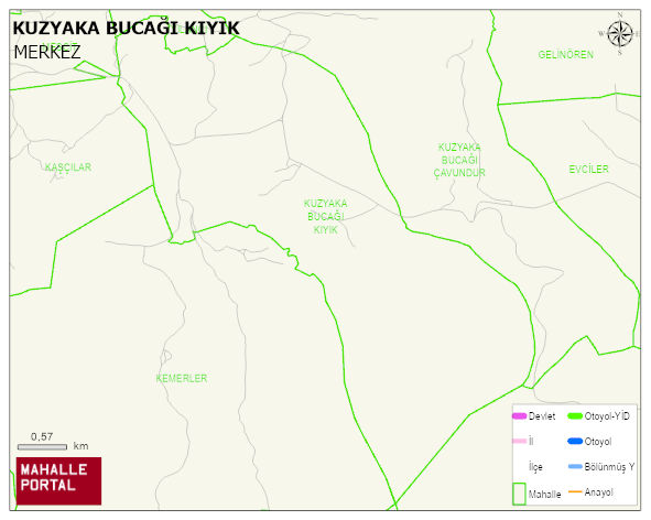 KUZYAKA BUCAĞI KIYIK Köyü Haritası | Yükselti ve Doğa Özellikleri