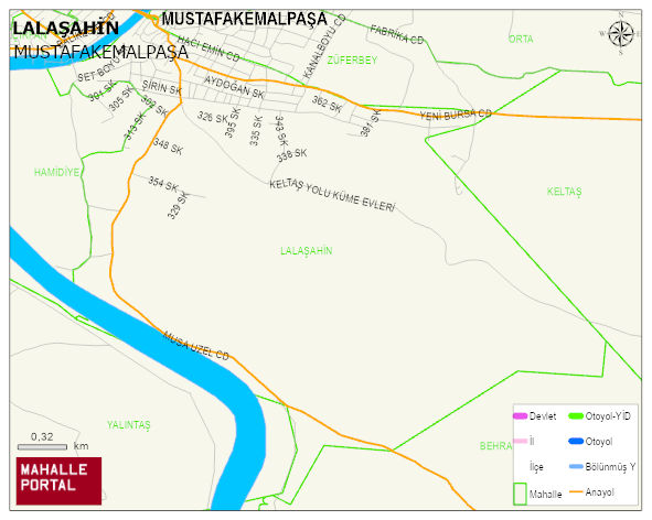 LALAŞAHİN Mahallesi Haritası | Mahalle ve Köy Sınırı