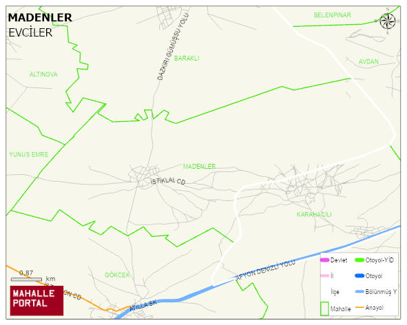 MADENLER Köyü Haritası | Coğrafi Yapı ve Detaylı Haritası
