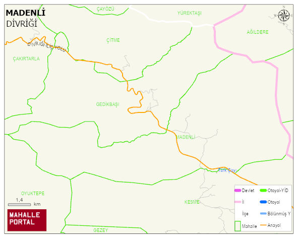 MADENLİ Köyü Haritası | Uydu Görüntüsü ve Harita Detayları