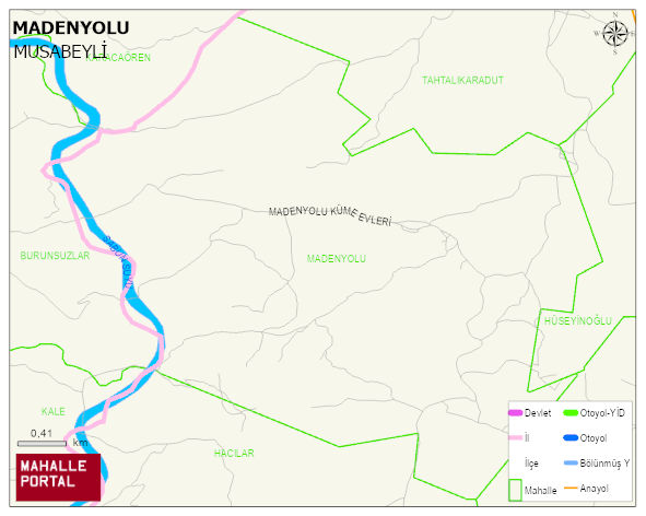 MADENYOLU Köyü Haritası | Yükselti ve Doğa Özellikleri