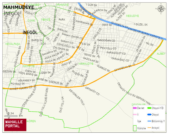 MAHMUDİYE Mahallesi Haritası | Yükselti ve Doğa Özellikleri