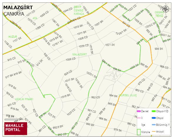 MALAZGİRT Mahallesi Haritası | Detaylı Köy ve Mahalle Görünümü
