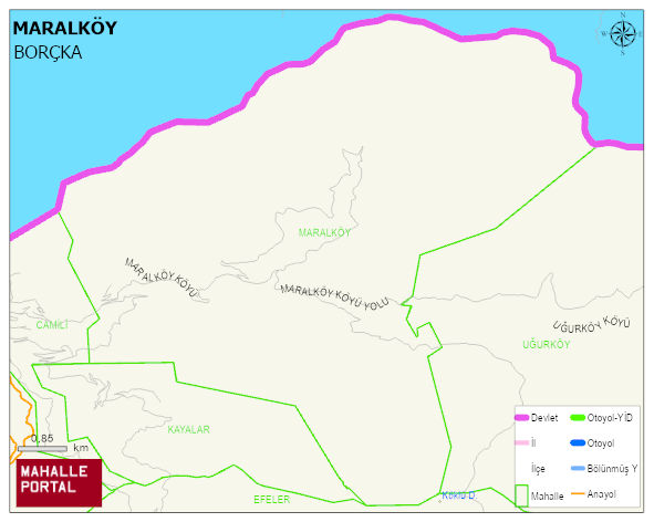 MARALKÖY Köyü Haritası | Mahalle ve Köy Sınırı
