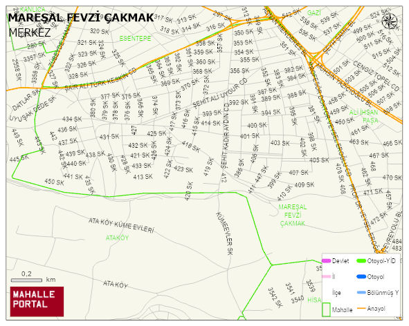 MAREŞAL FEVZİ ÇAKMAK Mahallesi Haritası | Sayısal Bölge Görünümü