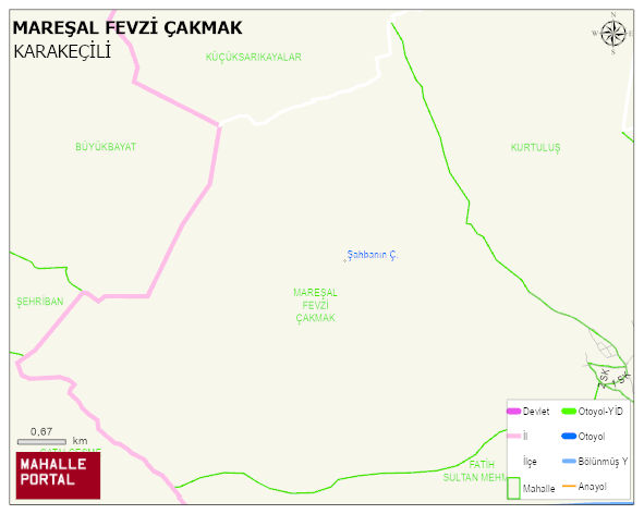 MAREŞAL FEVZİ ÇAKMAK Mahallesi Haritası | Detaylı Köy ve Mahalle Görünümü