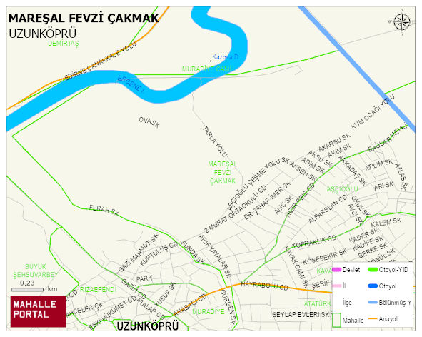 MAREŞAL FEVZİ ÇAKMAK Mahallesi Haritası | Dağlar, Ovalar ve Akarsu Bilgileri