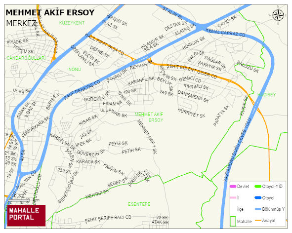 MEHMET AKİF ERSOY Mahallesi Haritası | Dağlar, Ovalar ve Akarsu Bilgileri