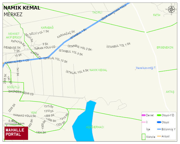 MELEKLİ BELDESİ NAMIK KEMAL Mahallesi Haritası | Dağlar, Ovalar ve Akarsu Bilgileri