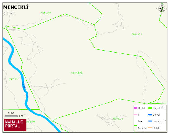 MENCEKLİ Köyü Haritası | Mahalle ve Köy Sınırı
