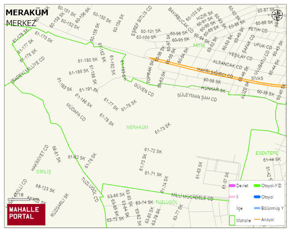 MERAKÜM Mahallesi Haritası | Coğrafi Yapı ve Detaylı Haritası