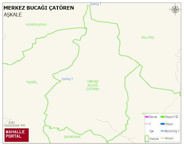 MERKEZ BUCAĞI ÇATÖREN Mahallesi Haritası | Mahalle Sokak Haritası