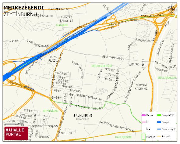 MERKEZEFENDİ Mahallesi Haritası | Mahalle ve Köy Sınırı