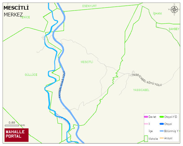 MESCİTLİ Köyü Haritası | Dağlar, Ovalar ve Akarsu Bilgileri