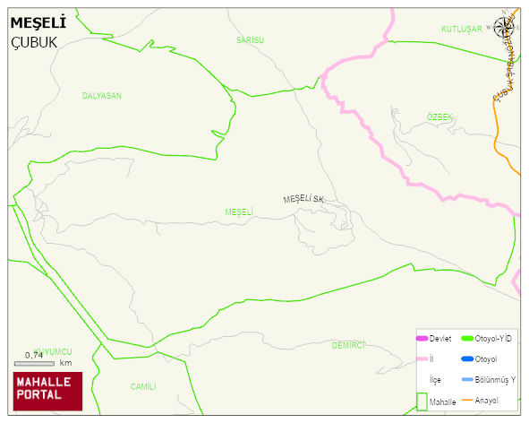 MEŞELİ Mahallesi Haritası | Mahalle ve Köy Sınırı