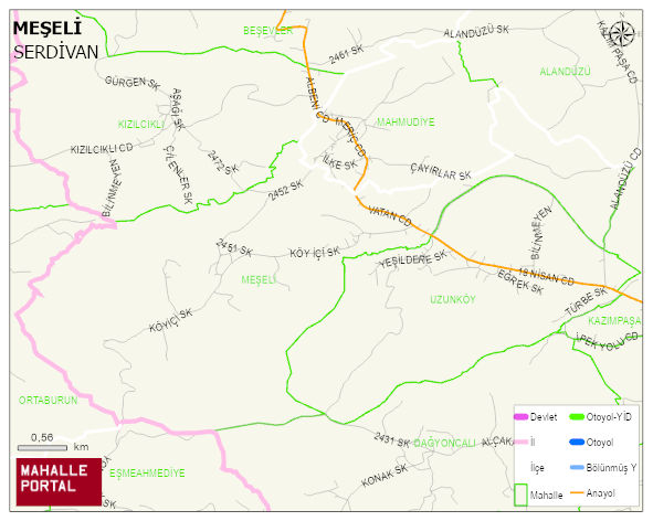 MEŞELİ Mahallesi Haritası | İnteraktif Köy ve Mahalle Sınırları