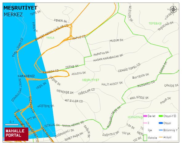 MEŞRUTİYET Mahallesi Haritası | Yükselti ve Doğa Özellikleri