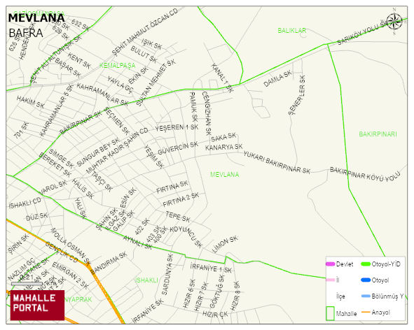 MEVLANA Mahallesi Haritası | Yükselti ve Doğa Özellikleri