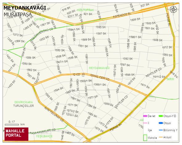 MEYDANKAVAĞI Mahallesi Haritası | Dağlar, Ovalar ve Akarsu Bilgileri