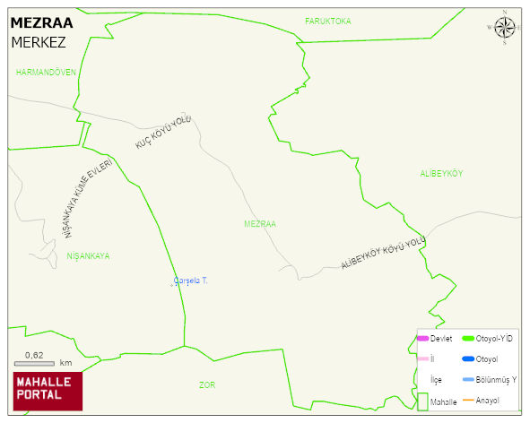 MEZRAA Köyü Haritası | Dağlar, Ovalar ve Akarsu Bilgileri