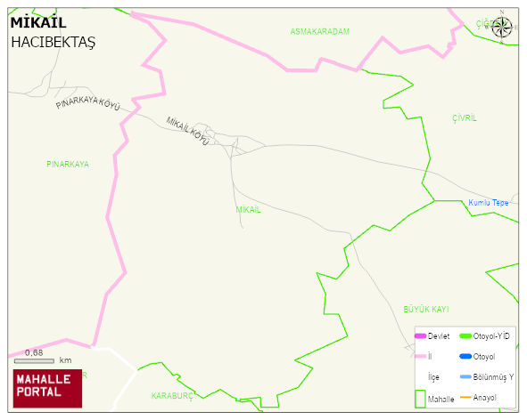 MİKAİL Köyü Haritası | Dağlar, Ovalar ve Akarsu Bilgileri