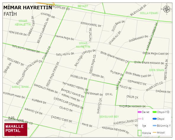MİMAR HAYRETTİN Mahallesi Haritası | Yükselti ve Doğa Özellikleri