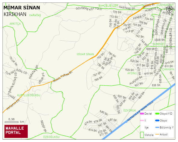 MİMAR SİNAN Mahallesi Haritası | Mahalle ve Köy Sınırı