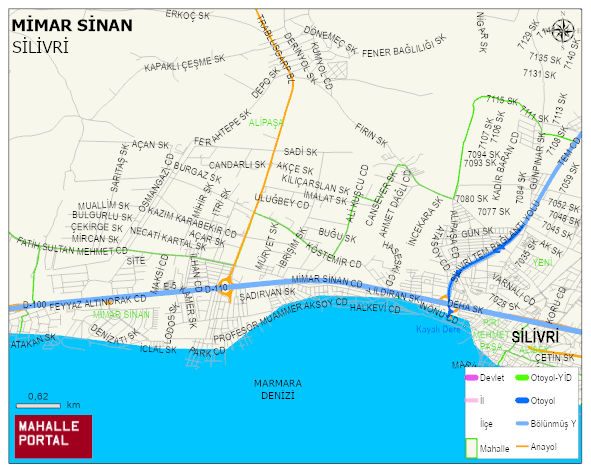MİMAR SİNAN Mahallesi Haritası | Dağlar, Ovalar ve Akarsu Bilgileri