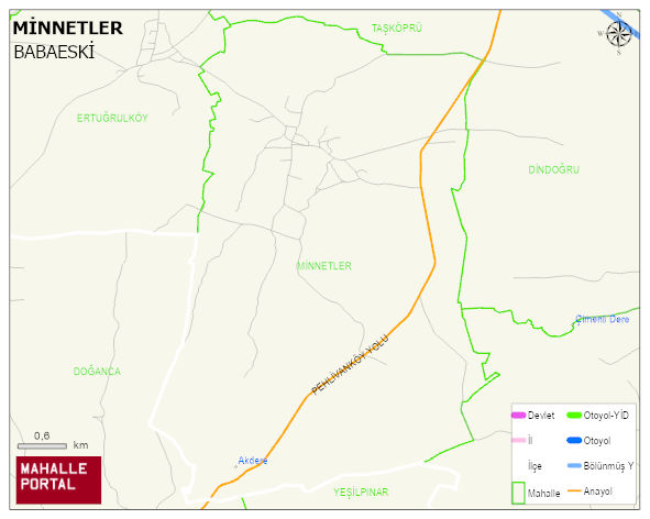 MİNNETLER Köyü Haritası | Yükselti ve Doğa Özellikleri