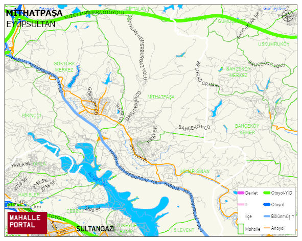 MİTHATPAŞA Mahallesi Haritası | Yükselti ve Doğa Özellikleri
