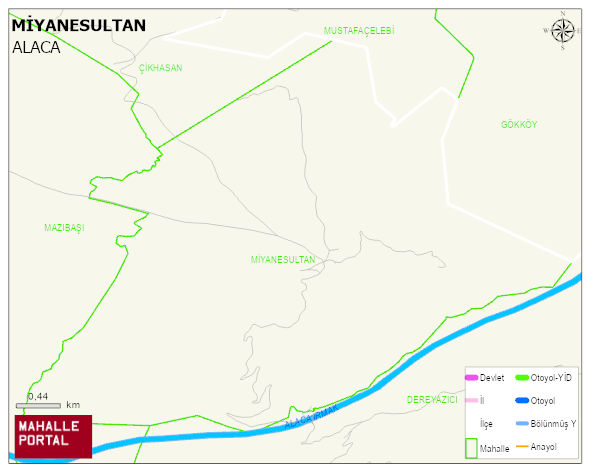 MİYANESULTAN Köyü Haritası | Yükselti ve Doğa Özellikleri