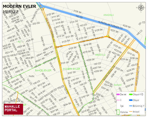 MODERN EVLER Mahallesi Haritası | Mahalle ve Köy Sınırı