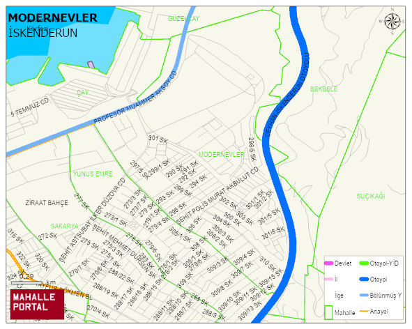 MODERNEVLER Mahallesi Haritası | Detaylı Köy ve Mahalle Görünümü