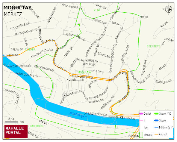 MOĞULTAY Mahallesi Haritası | Dağlar, Ovalar ve Akarsu Bilgileri