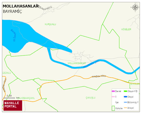 MOLLAHASANLAR Köyü Haritası | Yükselti ve Doğa Özellikleri