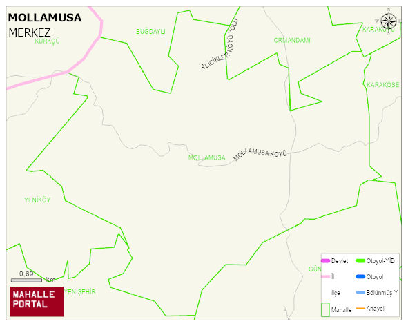 MOLLAMUSA Köyü Haritası | Dağlar, Ovalar ve Akarsu Bilgileri