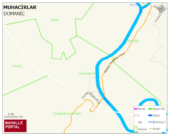 MUHACİRLAR Köyü Haritası | Mahalle ve Köy Sınırı