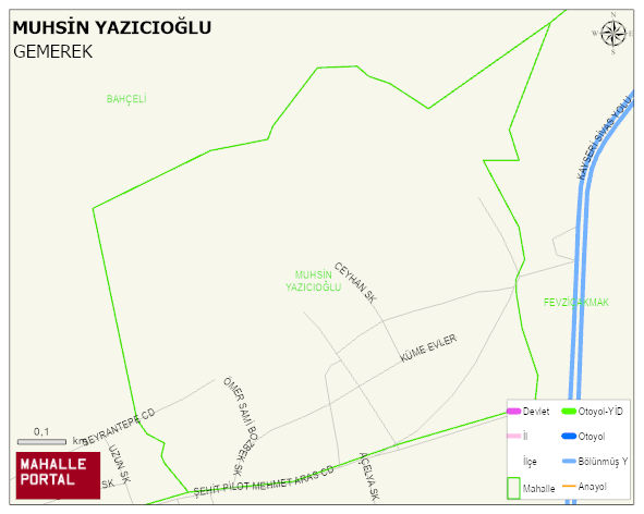 MUHSİN YAZICIOĞLU Mahallesi Haritası | Sayısal Bölge Görünümü