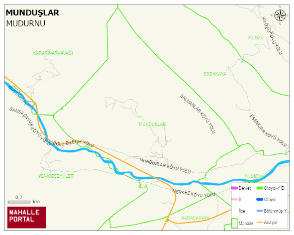 MUNDUŞLAR Köyü Haritası | Dağlar, Ovalar ve Akarsu Bilgileri