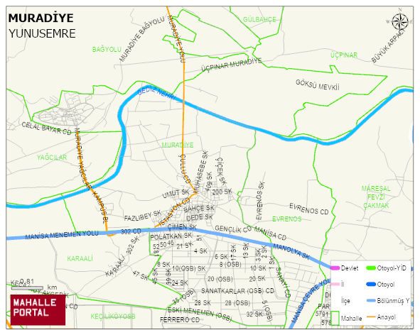 MURADİYE Mahallesi Haritası | Mahalle ve Köy Sınırı