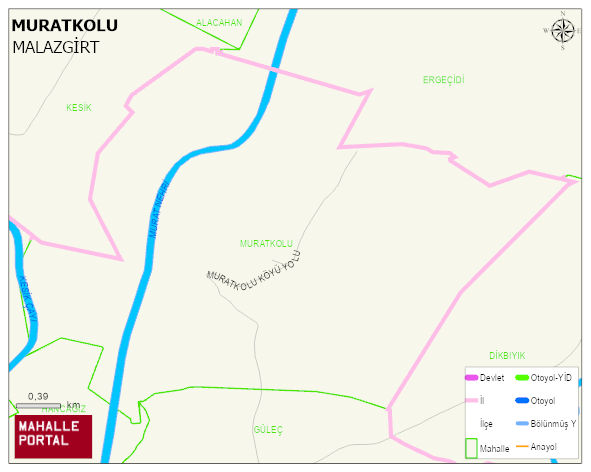MURATKOLU Köyü Haritası | Mahalle ve Köy Sınırı